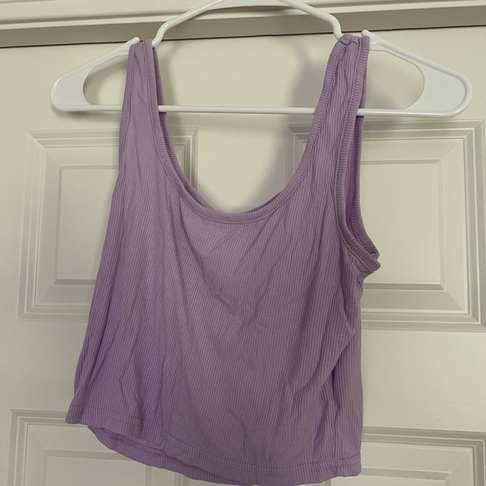 SHEIN Lavender Ribbed Scoop Neck Tank